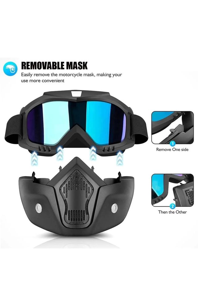 Rüzgar geçirmez HD Motosiklet ve kar kayak Spor Gözlük Motokros Yaz UV Koruma GÜMÜŞ MAVİ