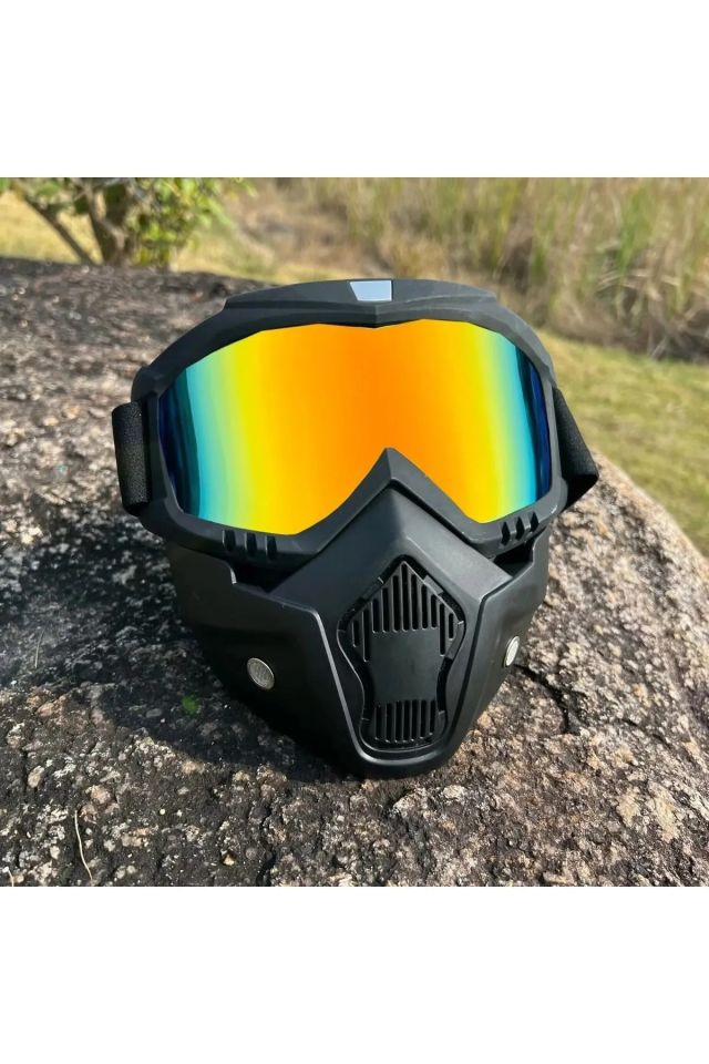 Rüzgar geçirmez HD Motosiklet ve kar kayak Spor Gözlük Motokros Yaz UV Koruma SARI MAVİ