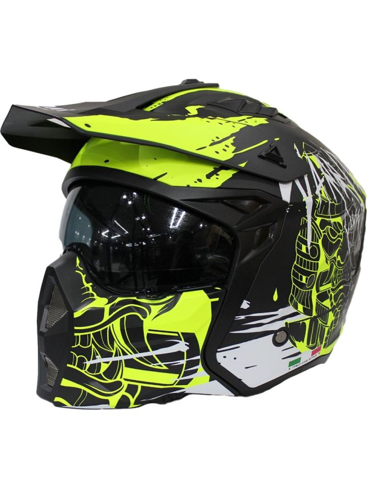 Sway X1-X Seul Çene Çıkarılır Matt Warrıor Black Yellow Modüler Kask SMALL