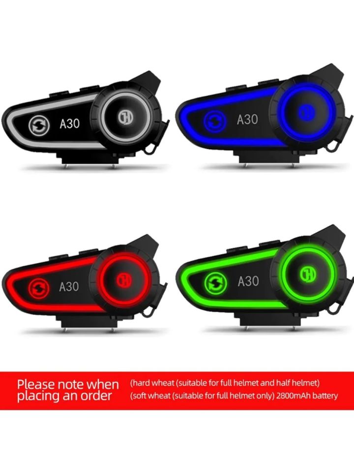 A30 Motosiklet Kask Kulaklık Intercom Işıklı Motorsiklet Interkom