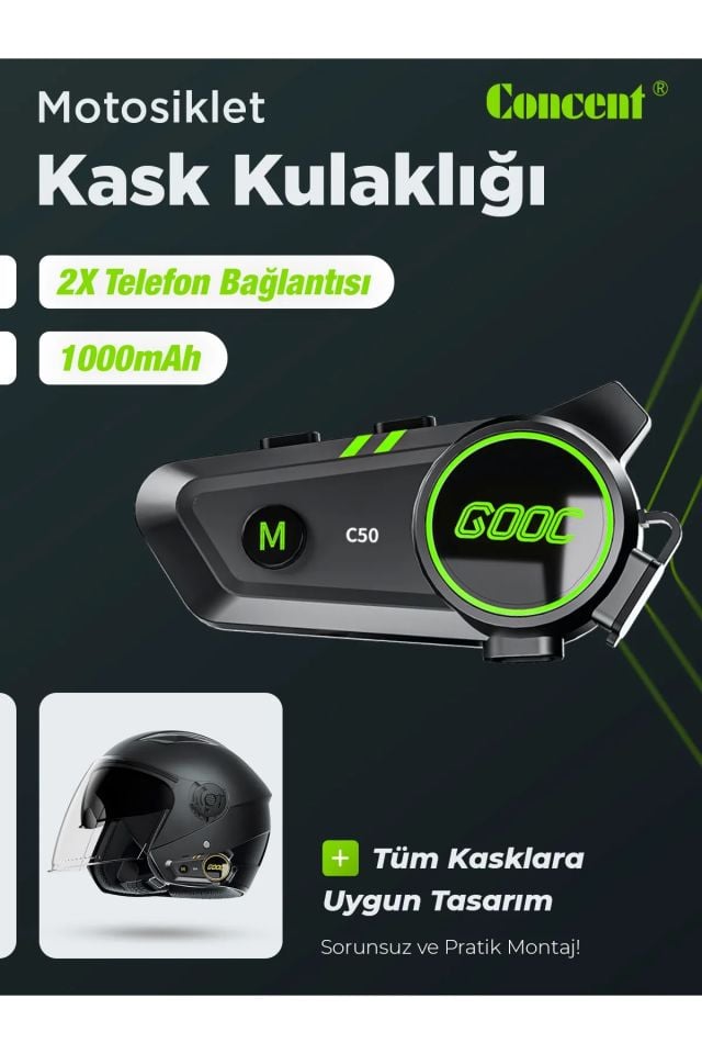 Concent C50 Rgb Işıklı Bluetooth 5.3 Motosiklet Kask Kulaklığı Interkom