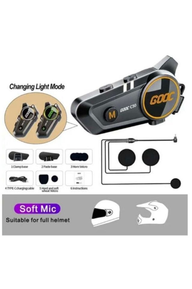 Concent C50 Rgb Işıklı Bluetooth 5.3 Motosiklet Kask Kulaklığı Interkom
