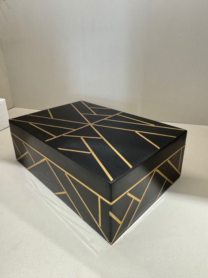 Ahşap Dekoratif Kutu Siyah Gold