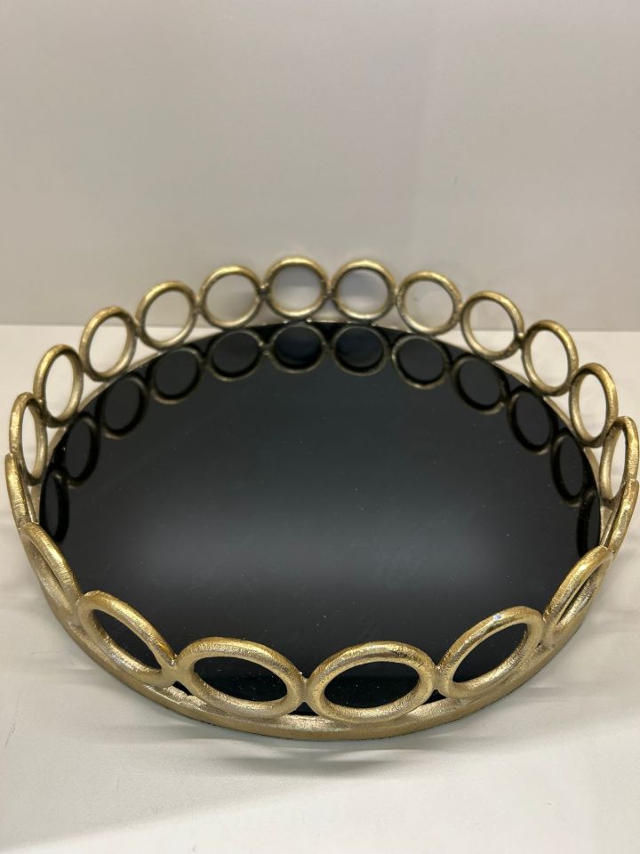 Halkalı Döküm Tepsi Gold