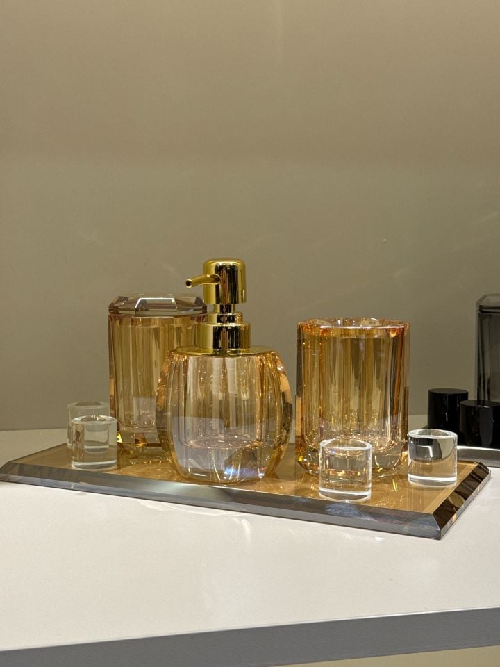 Kristal Banyo Seti - Gold Renkli