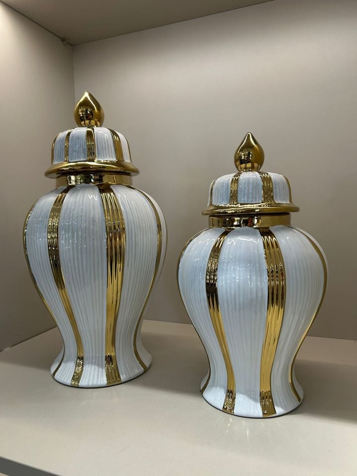 İthal Gold Beyaz İkili Küp Set