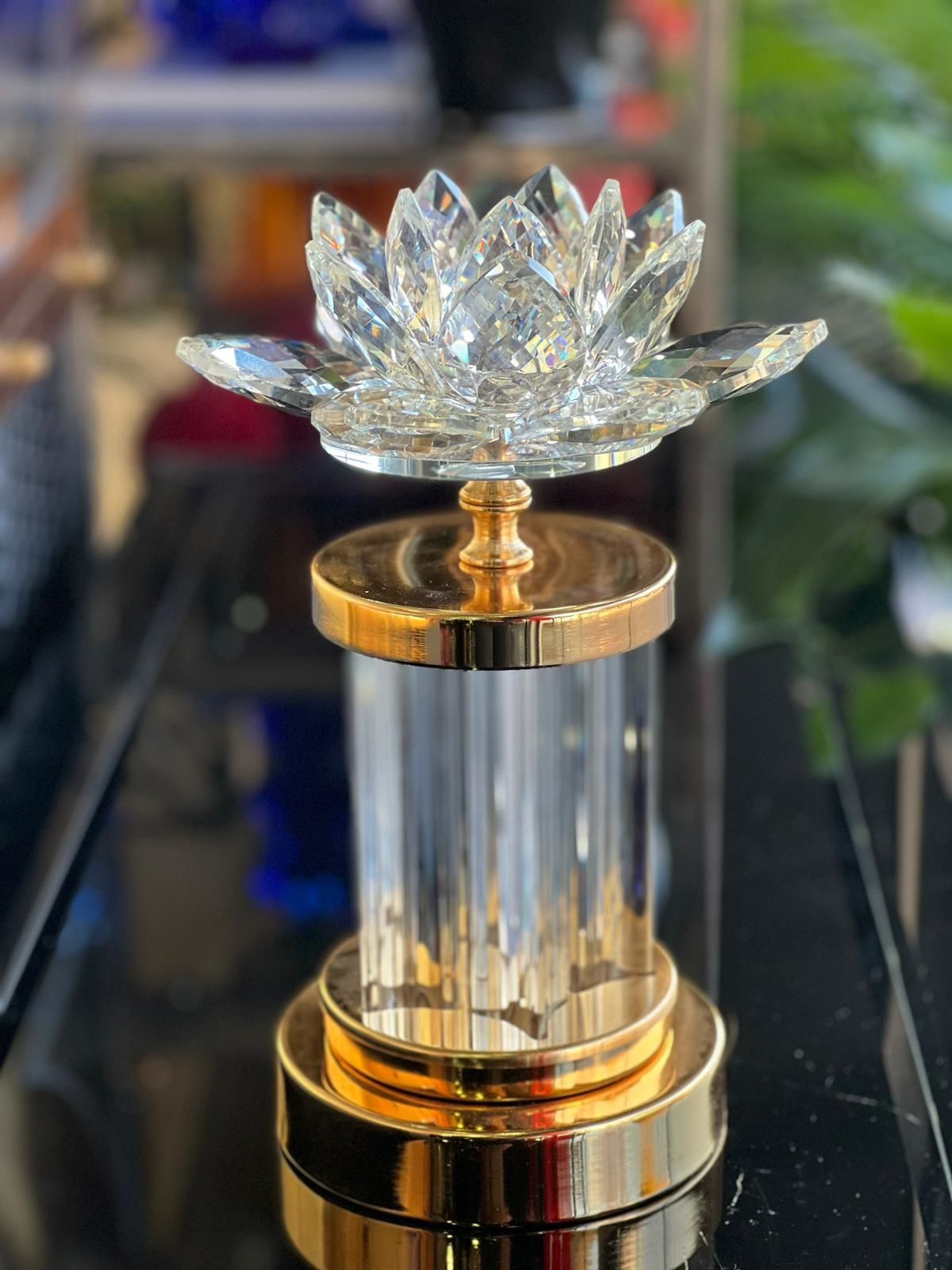 Kristal Lotus Dekor Büyük Gold