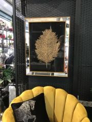 Aynalı & Gold Rose Yapraklı Tablo