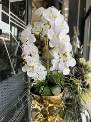 Orkideli Atlı vazo/Gold