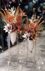 Yapay Çiçekli Mermi Vazo Seti 2 - İkili