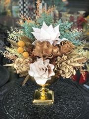 Yapay Çiçekli Gold Kare Ayaklı Vazo No:6