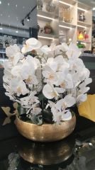 Yapay Çiçekli Döküm Orkide Vazo