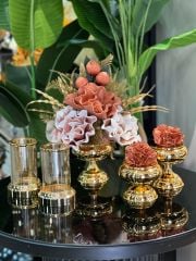 Yapay Çiçekli Gold 5 Parça Set No:11