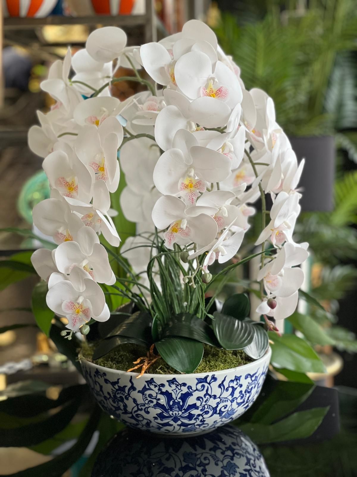 Yapay Orkideli Blue Blanc Kase