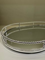 Gümüş  Aynalı Oval Tepsi
