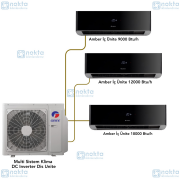 Gree Multi Klima Kombinasyon (Dış Ünite: 28000 Btu/h ;Duvar İç Üniteler: 9000 Btu/h + 12000 Btu/h + 18000 Btu/h)