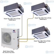 Gree Multi Klima Kombinasyon (Dış Ünite: 42000 Btu/h ;Kaset İç Üniteler: 12000 Btu/h + 18000 Btu/h + 24000 Btu/h)