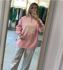 Pembe fermuarlı sweat