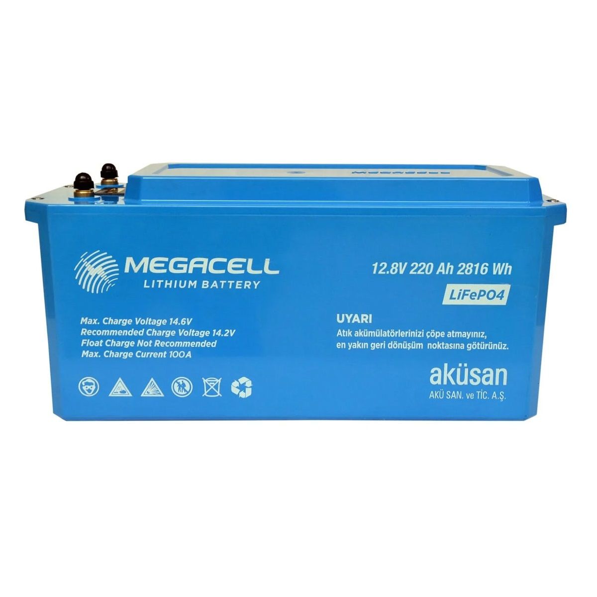 Megacell 12.8V 220Ah LiFePO4 Lityum Demir Fosfat Akü(ABS Kasa)