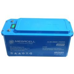 Megacell 12.8V 200Ah LiFePO4 Lityum Demir Fosfat Akü(ABS Kasa)