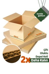 10 Adet 60x40x40 Çift Oluklu Taşıma Taşınma Karton Çeyiz Arşiv Kitap Boş Koli