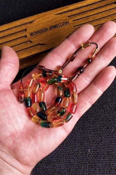 Koleksiyonluk Mesut Elma Colorist Tesbih 8x11 mm Usta İşçilikli Tespih