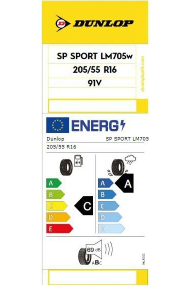 Dunlop 205/55 R16 Tl 91v Sp Sport Lm705 Yaz lastiği Üretim : 2022