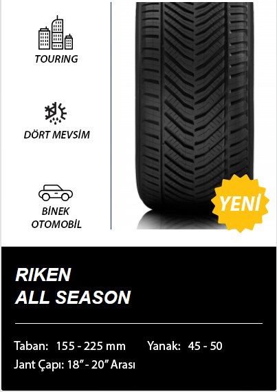 Riken 195/55R16 91V XL All Season 2023 Üretim