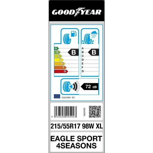 Goodyear 215/55 R17 98W XL Eagle Sport Oto 4 Mevsim Lastiği ( Üretim Yılı: 2023 )