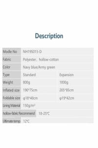 Naturehike H150 ( L ) Zarf Tarzı Pamuklu Uyku Tulumu -4°C Mor