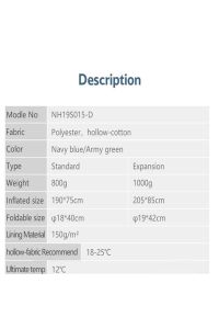 Naturehike H150 ( Std ) Zarf Tarzı Pamuklu Uyku Tulumu 12°c Mor