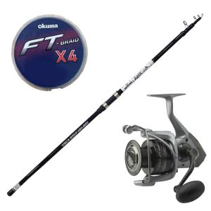 YekOutdoor Olta Seti Okuma Aria Tele Surf 4,20 cm 100-250 gr Surf Kamışı&Okuma Tomcat 6000 Olta Makinesi