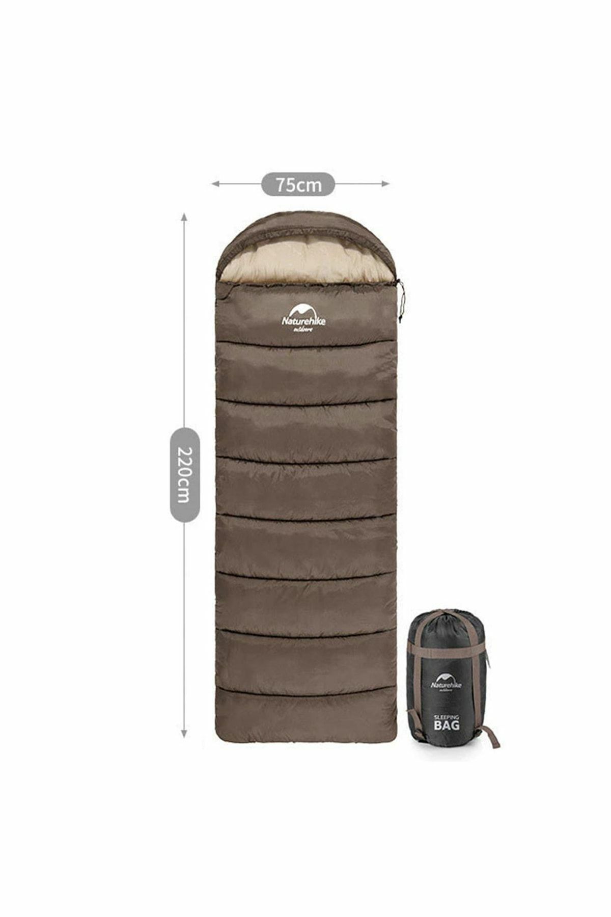 Naturehike U250 Zarf Tarzı Kapüşonlu Uyku Tulumu -10°C Kahverengi-Right