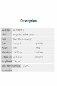 Naturehike H150 ( Std ) Zarf Tarzı Pamuklu Uyku Tulumu 12°c Yeşil