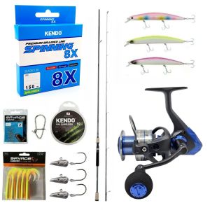 YekOutdoor Profesyonel Spin Olta Seti Okuma Azaki Spin 244 cm 7-28 gr 2 Parça Spin Kamışı-Okuma Safina SNW-3000A 4+1BB Olta Makinesi