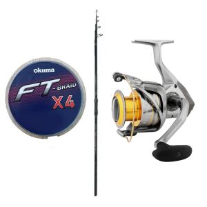 YekOutdoor Profesyonel Surf Olta Seti Okuma Ceymar Tele surf 4.30M 6 Parça Surf Kamışı&Okuma Avenger Av-6000 6+1BB Olta Makinesi