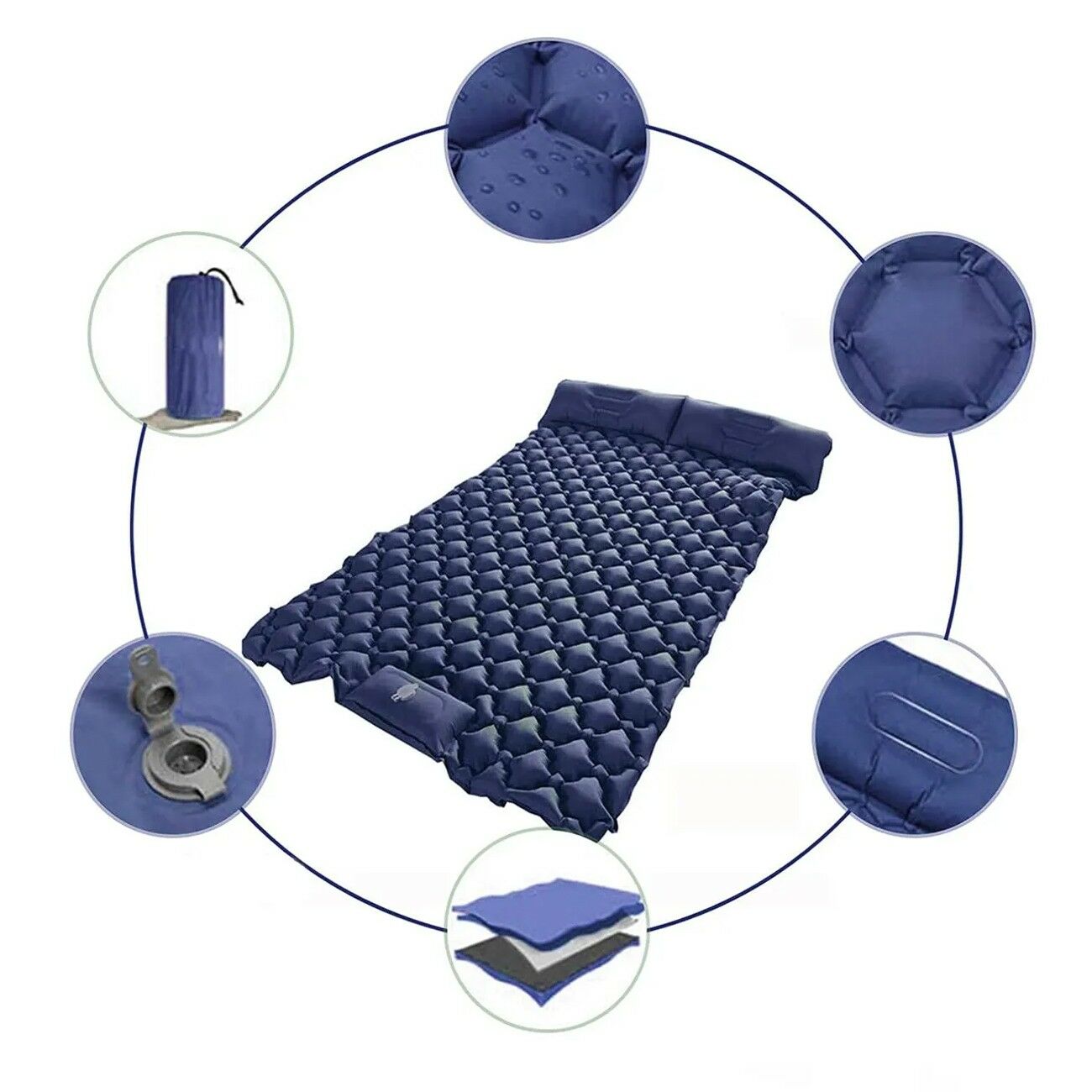 Yek Outdoor Kendiliğinden Şişen Çift Kişilik Katlanır Kamp Yatağı- Kamp Matı 190x120cm