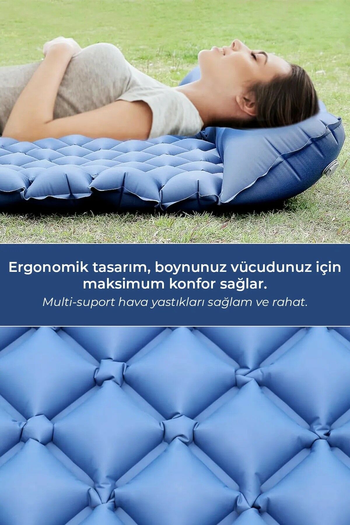 Yek Outdoor Kendiliğinden Şişen Çift Kişilik Katlanır Kamp Yatağı- Kamp Matı 190x120cm