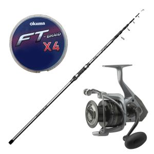 YekOutdoor Surf Oltası Seti Okuma Revenger Tele Surf 420 cm 4 Parça Surf Kamışı&Okuma Tomcat TMC-8000 (4.8:1) 6+1bb Olta Makinesi