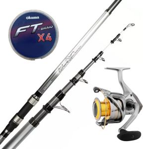 YekOutdoor Profesyonel Surf Olta Seti Okuma Wave Power Tele Surf 4.20 cm 100-200 gr 5 Parça Surf Kamışı&Okuma Avenger Av-6000 6+1BB Olta Makinesi