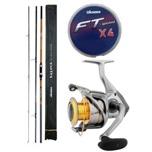 YekOutdoor Profesyonel Olta Seti Okuma Salina Surf 14' 420 cm 3 Parça Surf Kamışı&Okuma Avenger Av-6000 6+1BB Olta Makinesi