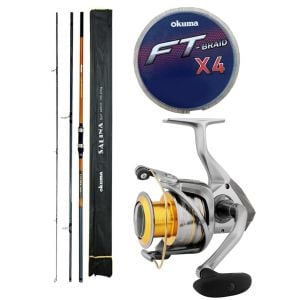 YekOutdoor Profesyonel Olta Seti Okuma Salina Surf 14' 420 cm 3 Parça Surf Kamışı&Okuma Avenger Av-8000 6+1bb Olta Makinesi