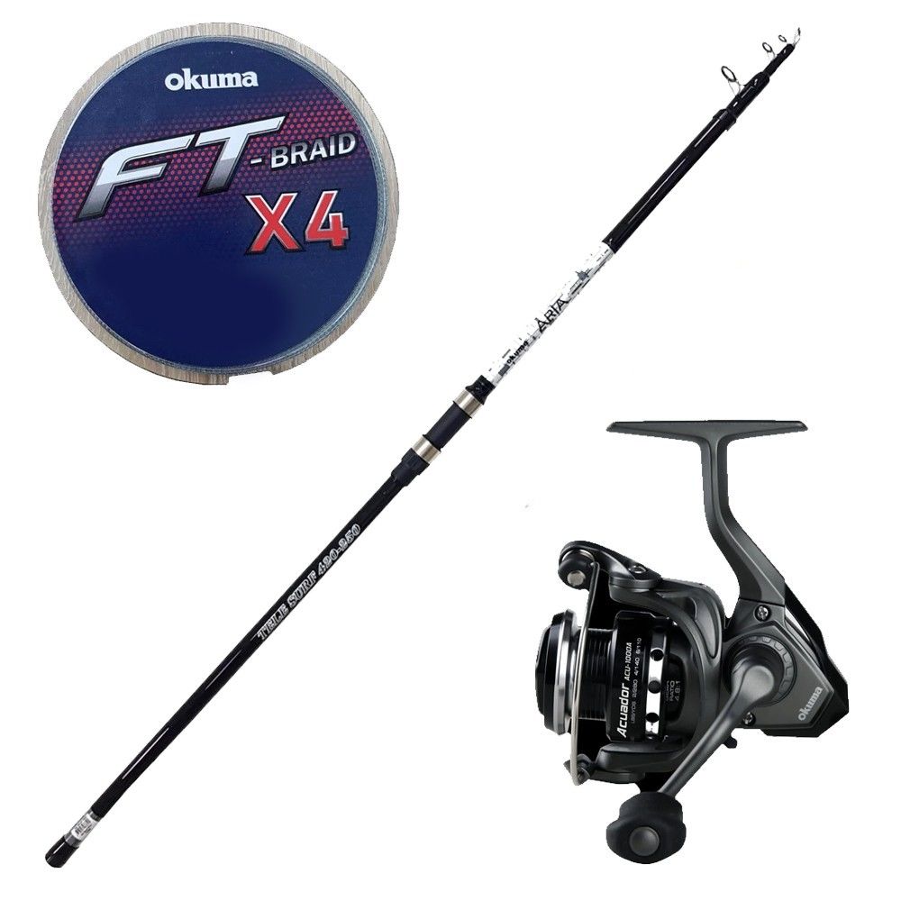 YekOutdoor Surf Oltası Seti Okuma Aria Tele Surf 4,20 cm 100-250 gr Surf Kamışı&Okuma Acuador ACU-5000A 3+1BB Olta Makinesi