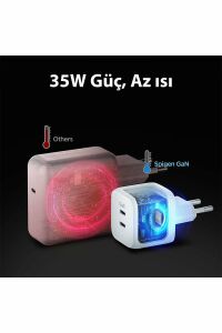 Spigen Powerarc Arcstation 35w Hızlı Şarj Cihazı 2 Port Gallium Nitride (GAN) Usb-c Pd 3.0 30w / Pps