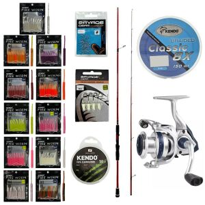 YekOutdoor FireWorm LRF Seti Okuma Red Spin 7'0'' 2.12 cm 1-12 gr 2 Parça&Okuma ARIA-1000a 1BB Olta Makinesi