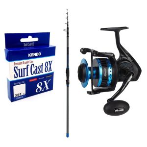 YekOutdoor Profesyonel Olta Seti Dam Imax Tele Surf 3.90m 100-250gr 4 Parça Surf Kamışı&Okuma Azores ZXP-6000 6+1 bb Olta Makinesi