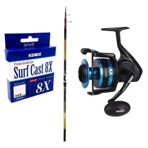 YekOutdoor Profesyonel Olta Seti Okuma Savant Surf 420 cm 5 Parça Surf Kamışı&Okuma Azores ZXP-6000 6+1 bb Olta Makinesi