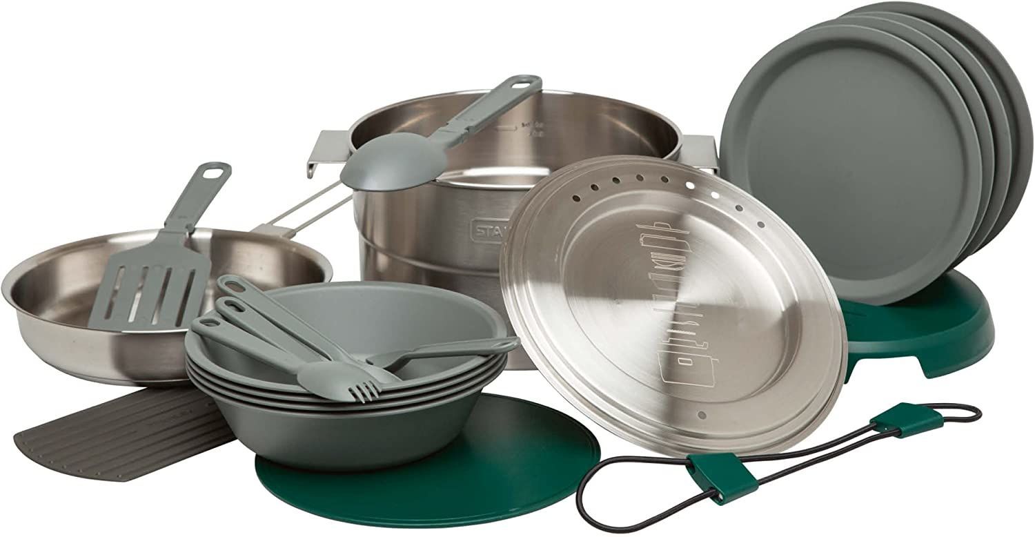 Stanley Adventure Çelik Kamp Pişirme Seti (21 Parça Set) 3.5 L, Paslanmaz Çelik, İç İçe Geçer