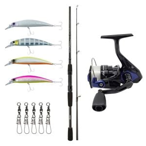 YekOutdoor Spin Olta Seti Okuma Wave Power 8'0 2.44 cm 15-40 gr 2 Parça Spin Kamışı&Okuma Fin Chaser X FNX-40BL Blue 1BB Olta Makinesi