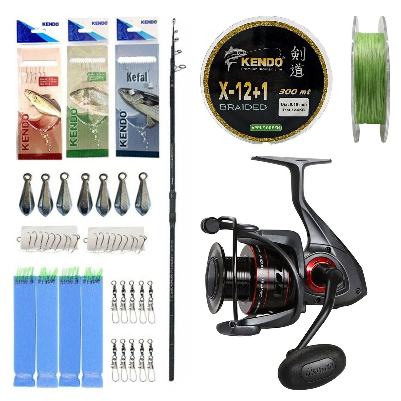 YekOutdoor Full Profesyonel Olta Seti Okuma Ceymar Tele surf 4.30M Surf Kamışı&Okuma Ceymar C-6000A 7+1BB Olta Makinesi